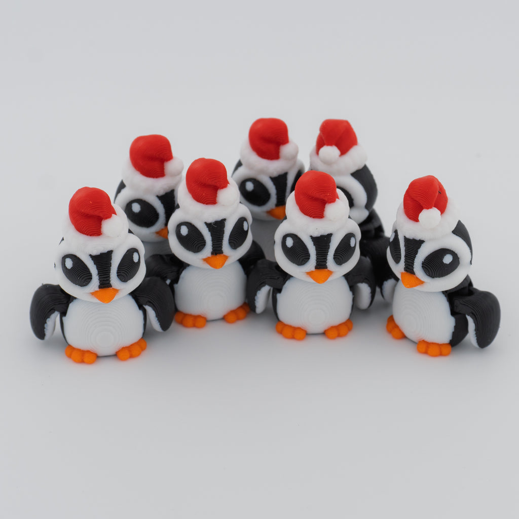 Christmas Santa Penguin Hatchling – Articulated Holiday Fidget Figure – 1.7 Inch