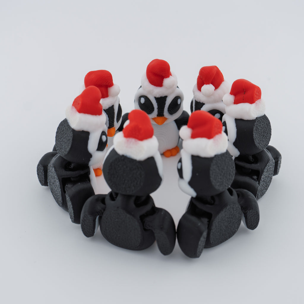 Christmas Santa Penguin Hatchling – Articulated Holiday Fidget Figure – 1.7 Inch