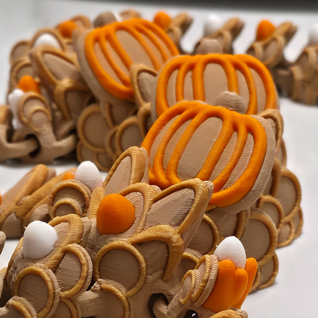 Pumpkin Spice Cookie Dragon | 26" Articulated Fall Dragon Figure | 3D Printed Collectible | Autumn Fantasy Display