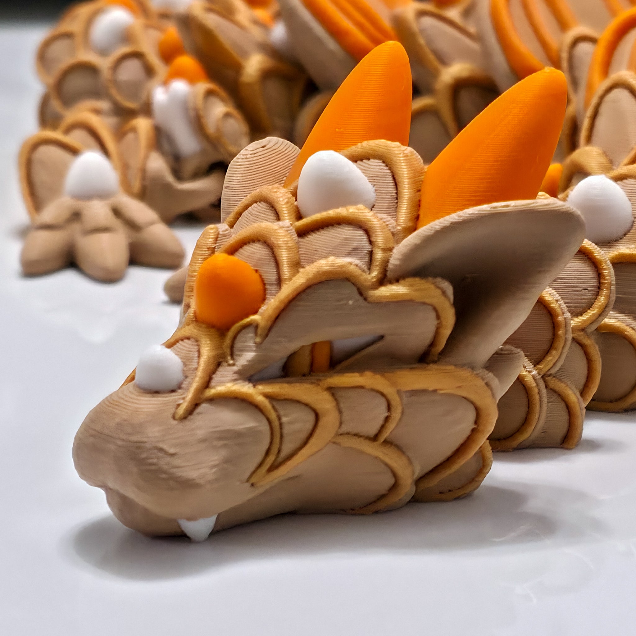 Pumpkin Spice Cookie Dragon | 26" Articulated Fall Dragon Figure | 3D Printed Collectible | Autumn Fantasy Display