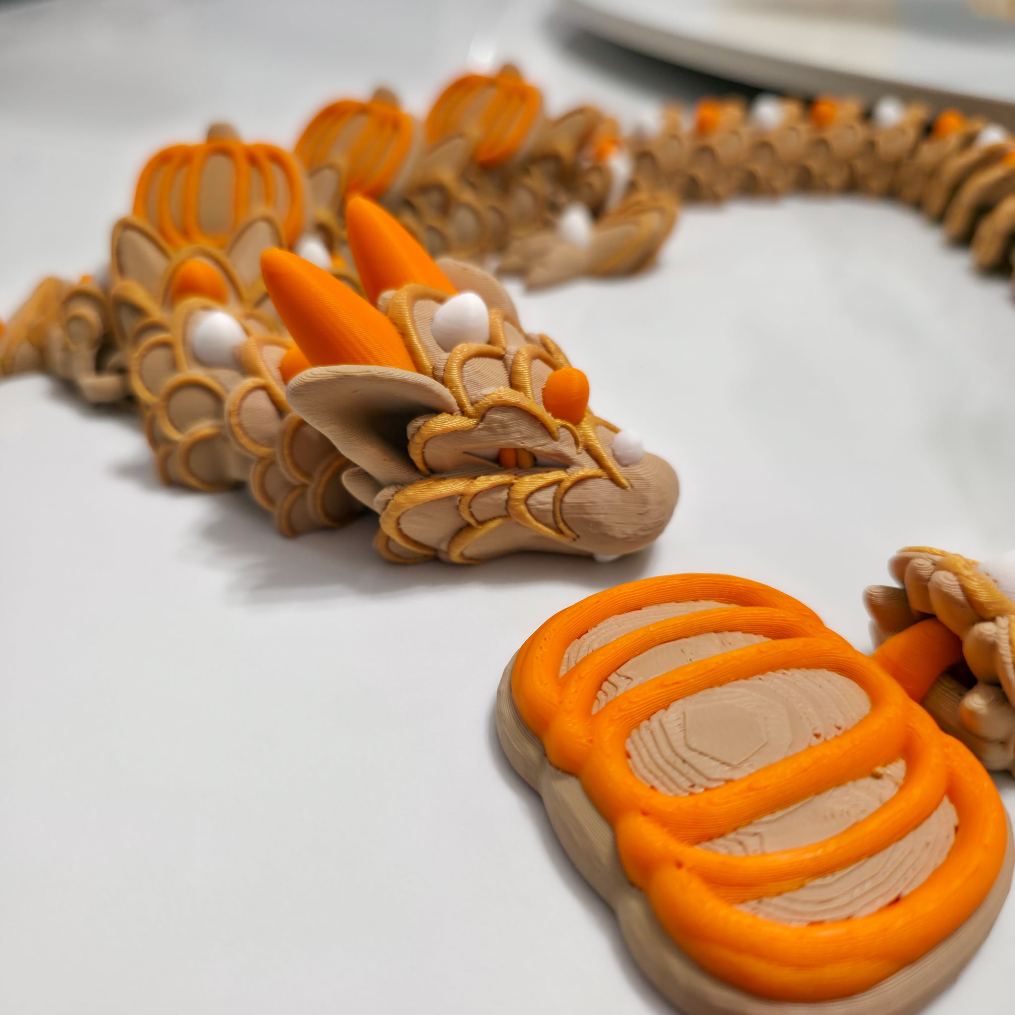 Pumpkin Spice Cookie Dragon | 26" Articulated Fall Dragon Figure | 3D Printed Collectible | Autumn Fantasy Display