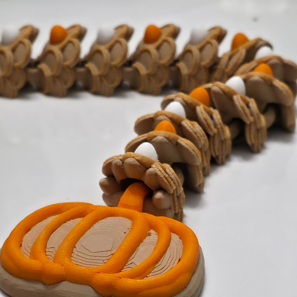 Pumpkin Spice Cookie Dragon | 26" Articulated Fall Dragon Figure | 3D Printed Collectible | Autumn Fantasy Display