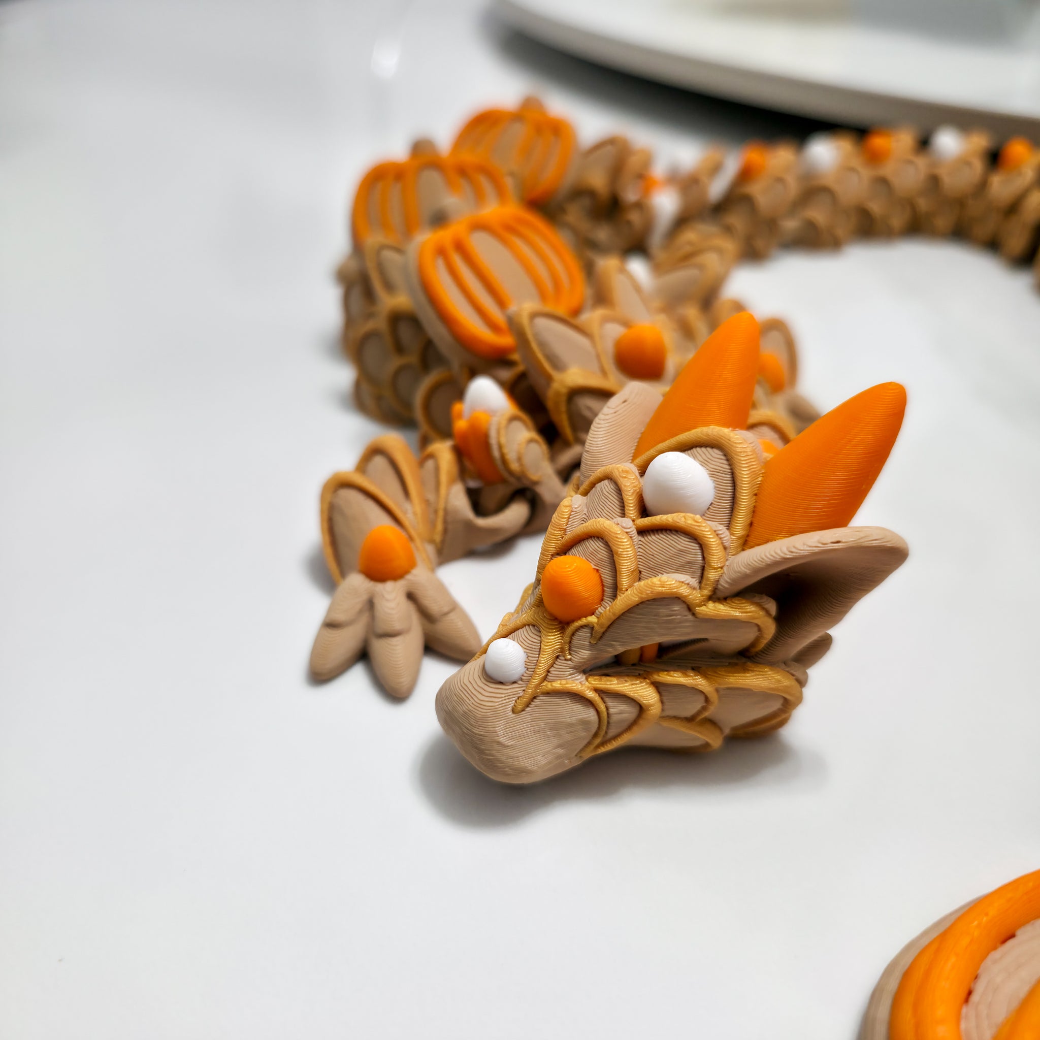 Pumpkin Spice Cookie Dragon | 26" Articulated Fall Dragon Figure | 3D Printed Collectible | Autumn Fantasy Display