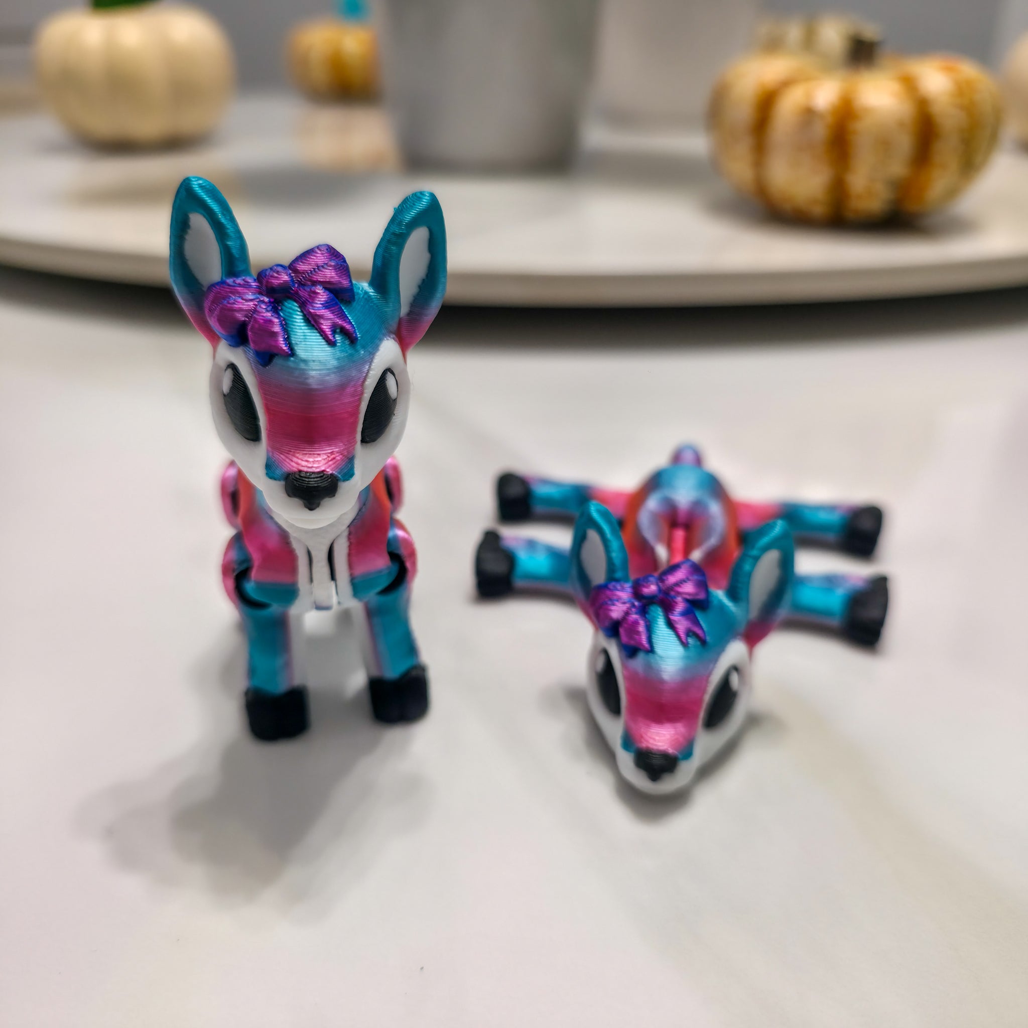 Reindeer Figurines | Articulated Baby Reindeer Figure | 3D Printed Holiday Collectible