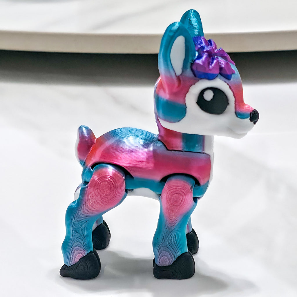 Reindeer Figurines | Articulated Baby Reindeer Figure | 3D Printed Holiday Collectible