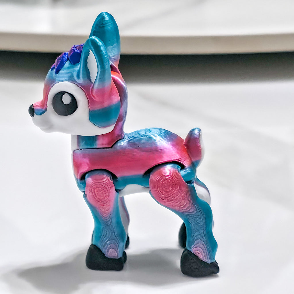 Reindeer Figurines | Articulated Baby Reindeer Figure | 3D Printed Holiday Collectible