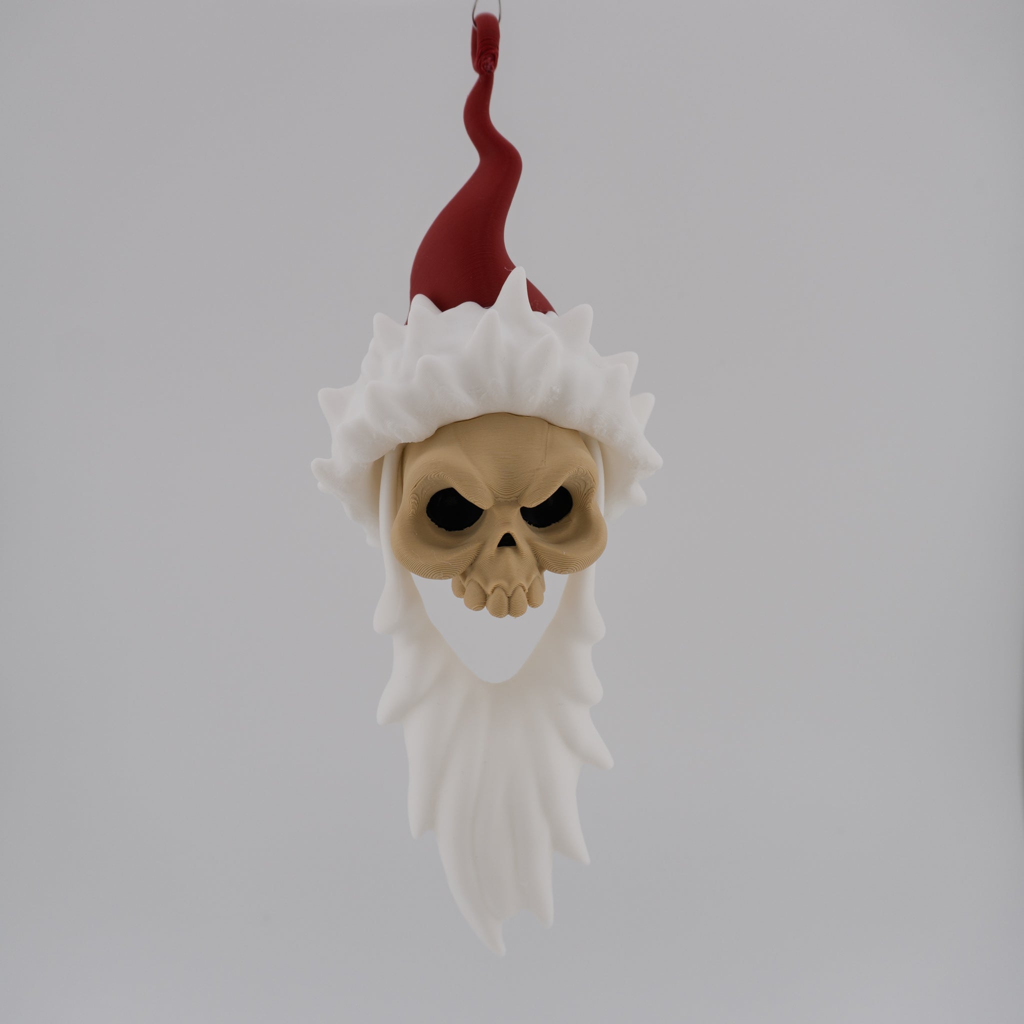 Skull Santa Ornament – Gothic Christmas Skull Decoration | 3D Printed Holiday Decor