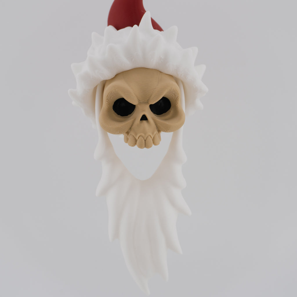 Skull Santa Ornament – Gothic Christmas Skull Decoration | 3D Printed Holiday Decor