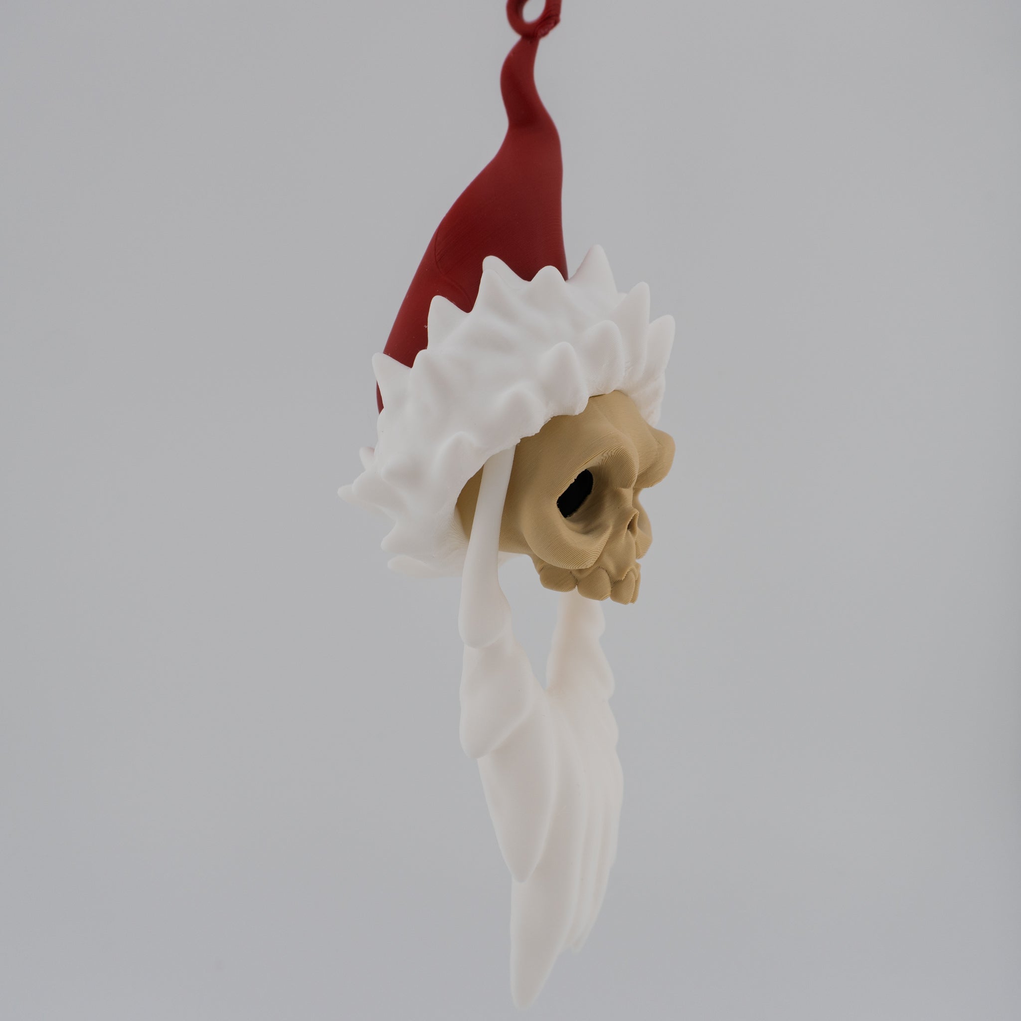 Skull Santa Ornament – Gothic Christmas Skull Decoration | 3D Printed Holiday Decor