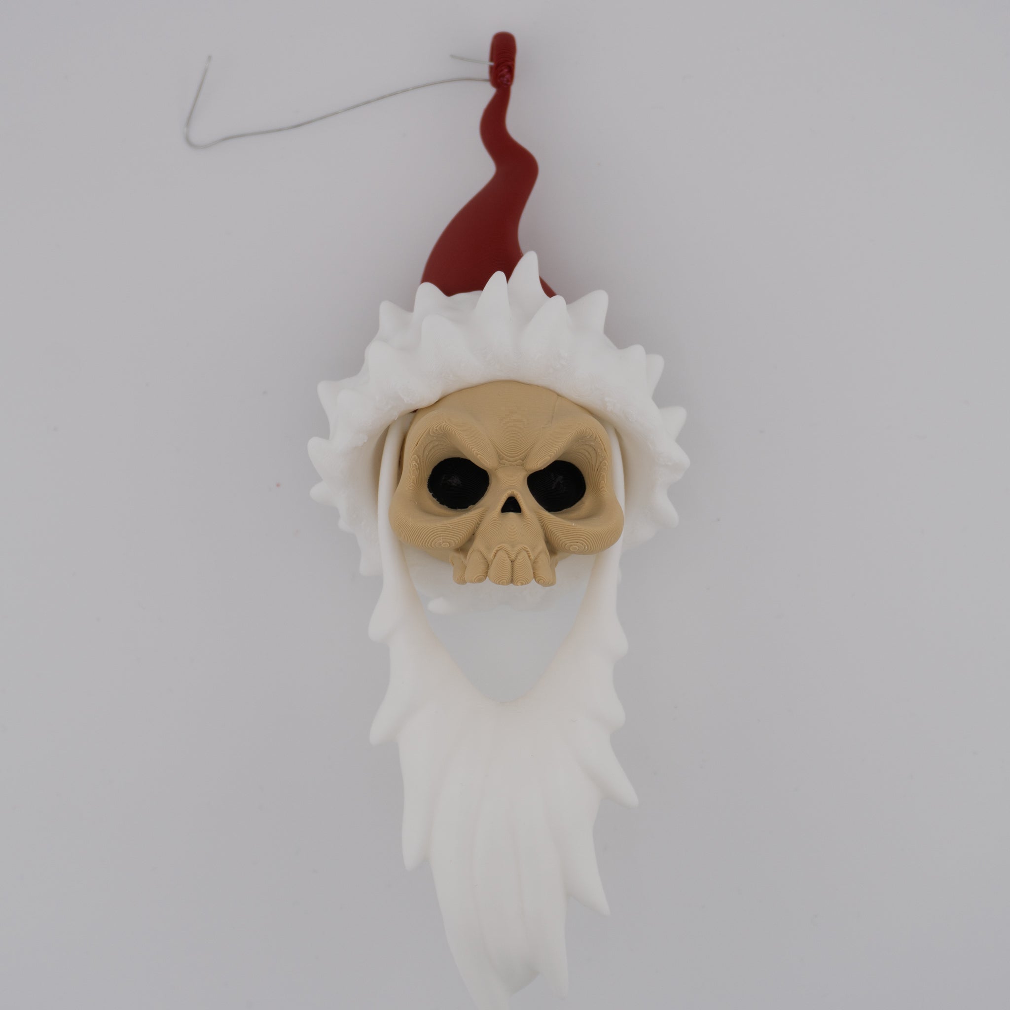 Skull Santa Ornament – Gothic Christmas Skull Decoration | 3D Printed Holiday Decor