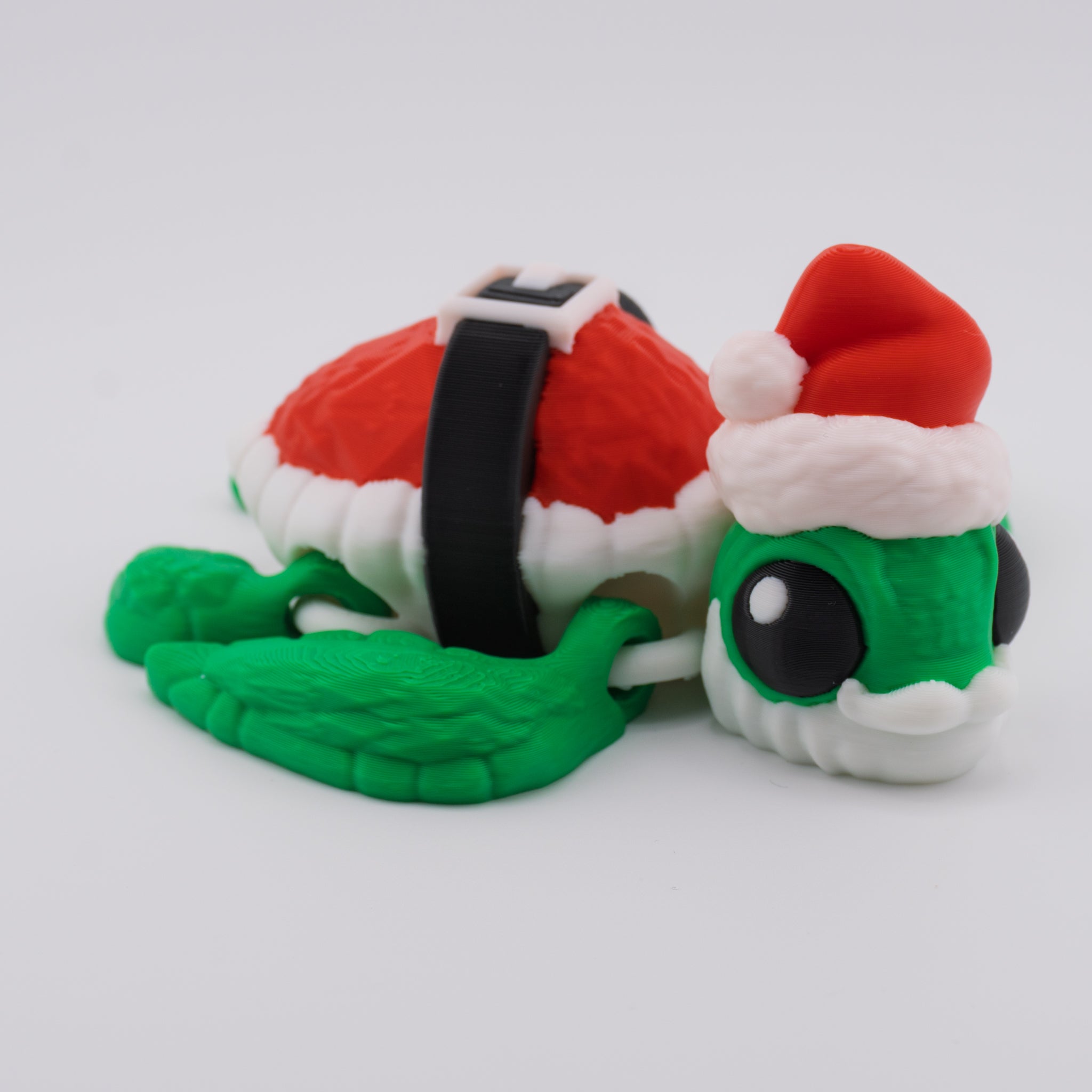 Santa Turtle – Articulated Holiday Turtle Figurine | 3D Printed Christmas Collectible