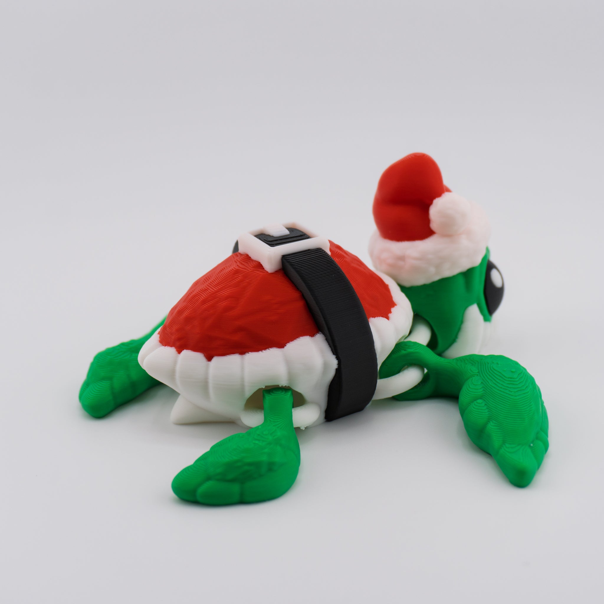 Santa Turtle – Articulated Holiday Turtle Figurine | 3D Printed Christmas Collectible