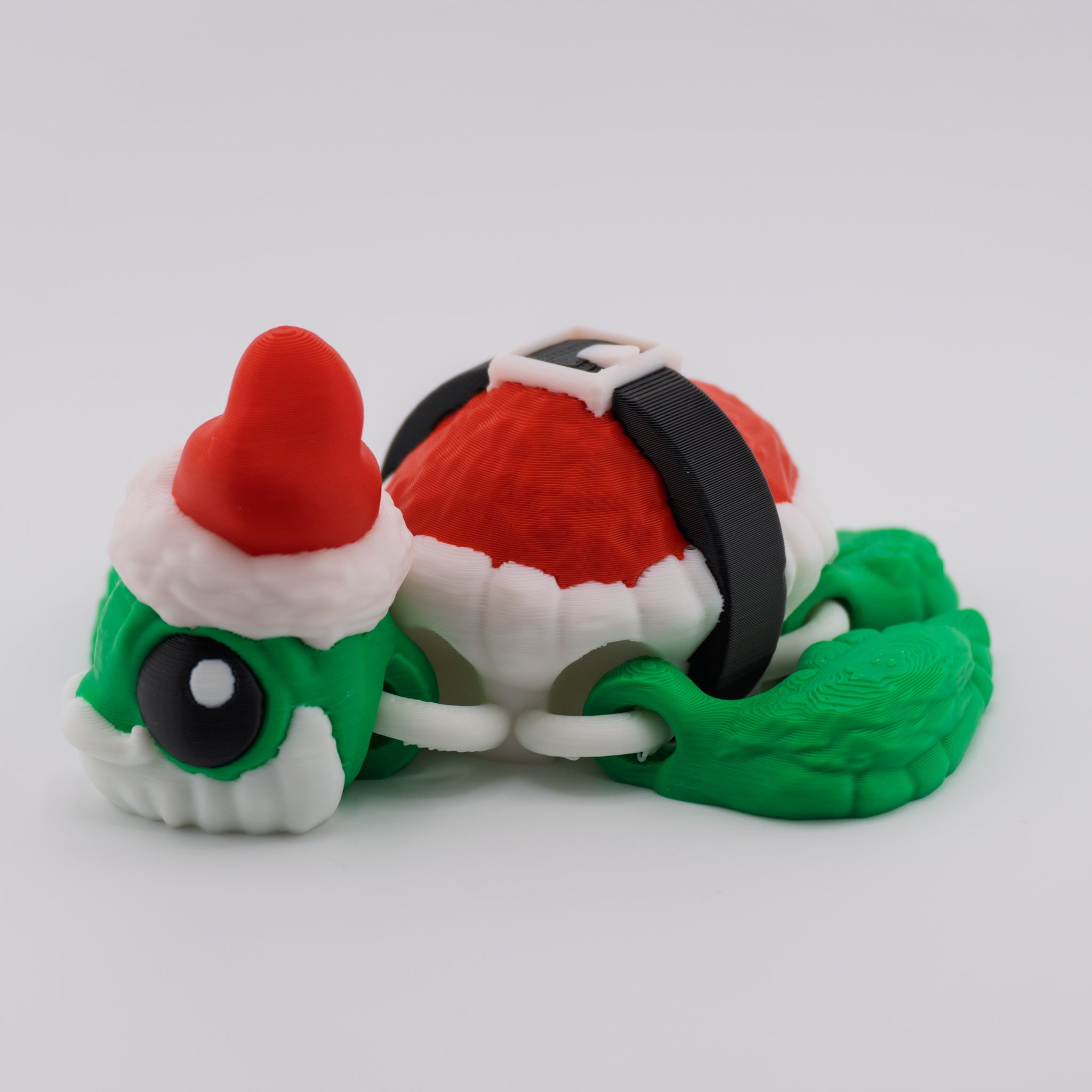 Santa Turtle – Articulated Holiday Turtle Figurine | 3D Printed Christmas Collectible