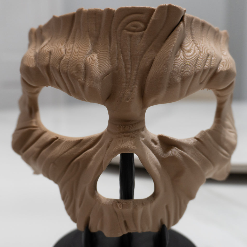 Wooden Spirit Mask | Wearable Forest Face with Stand