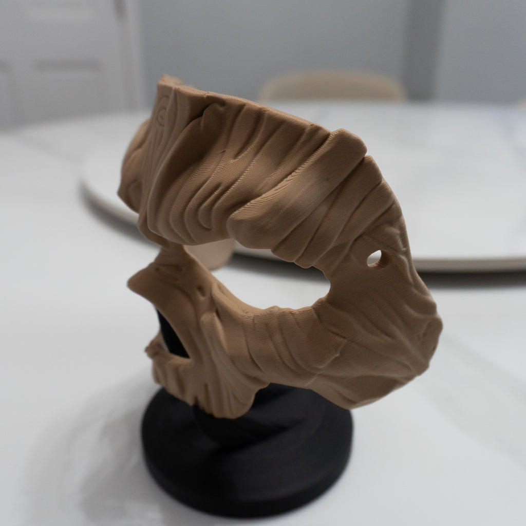 Wooden Spirit Mask | Wearable Forest Face with Stand