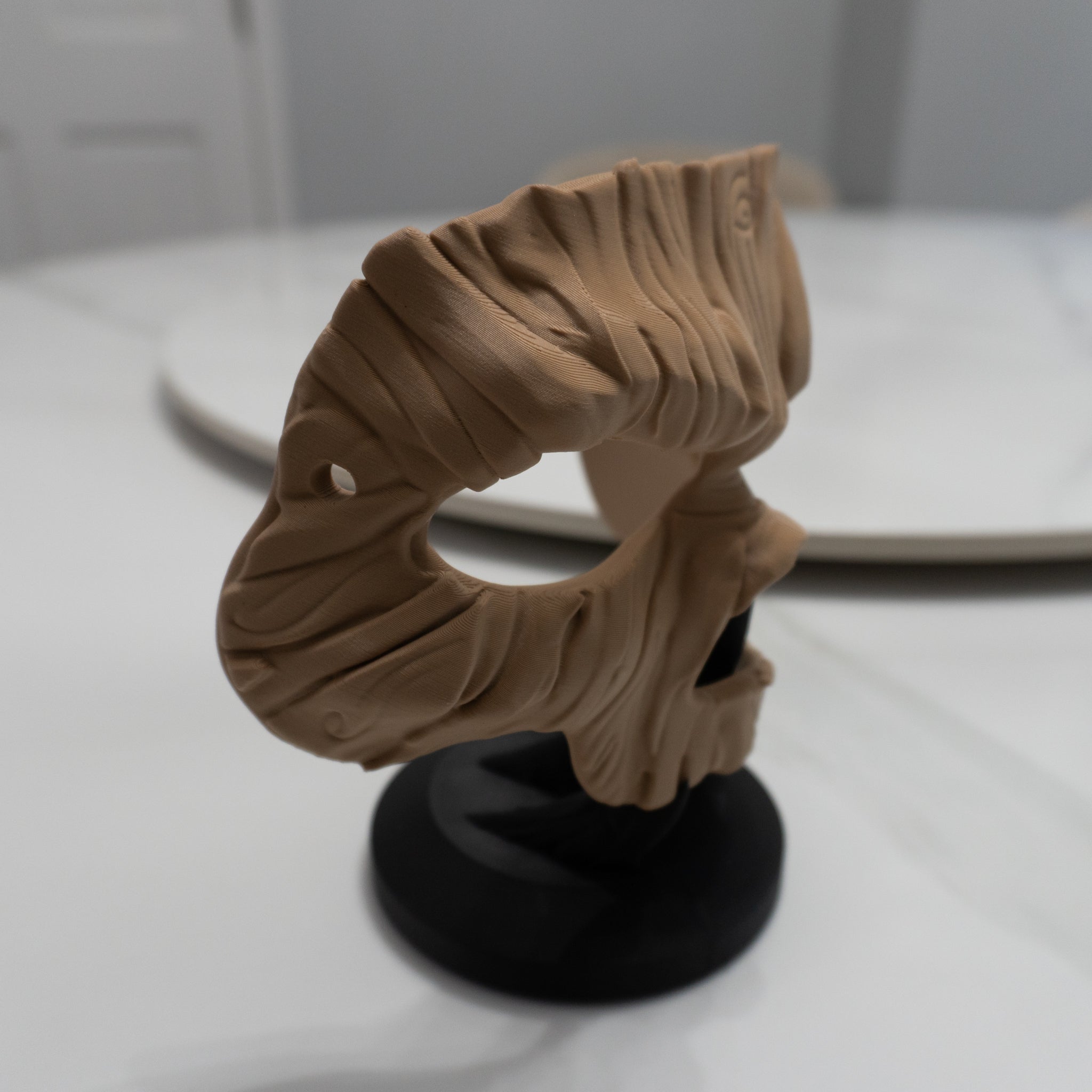 Wooden Spirit Mask | Wearable Forest Face with Stand