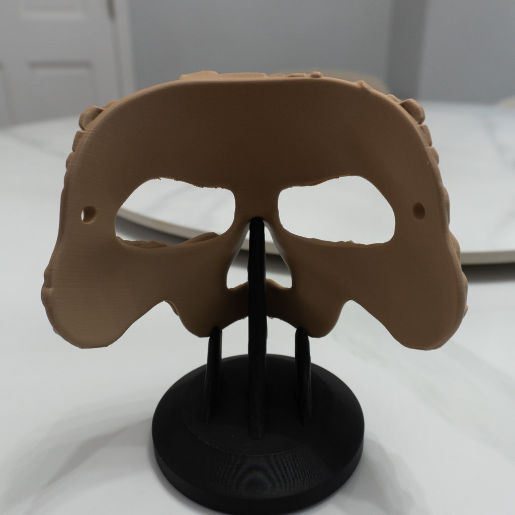 Wooden Spirit Mask | Wearable Forest Face with Stand