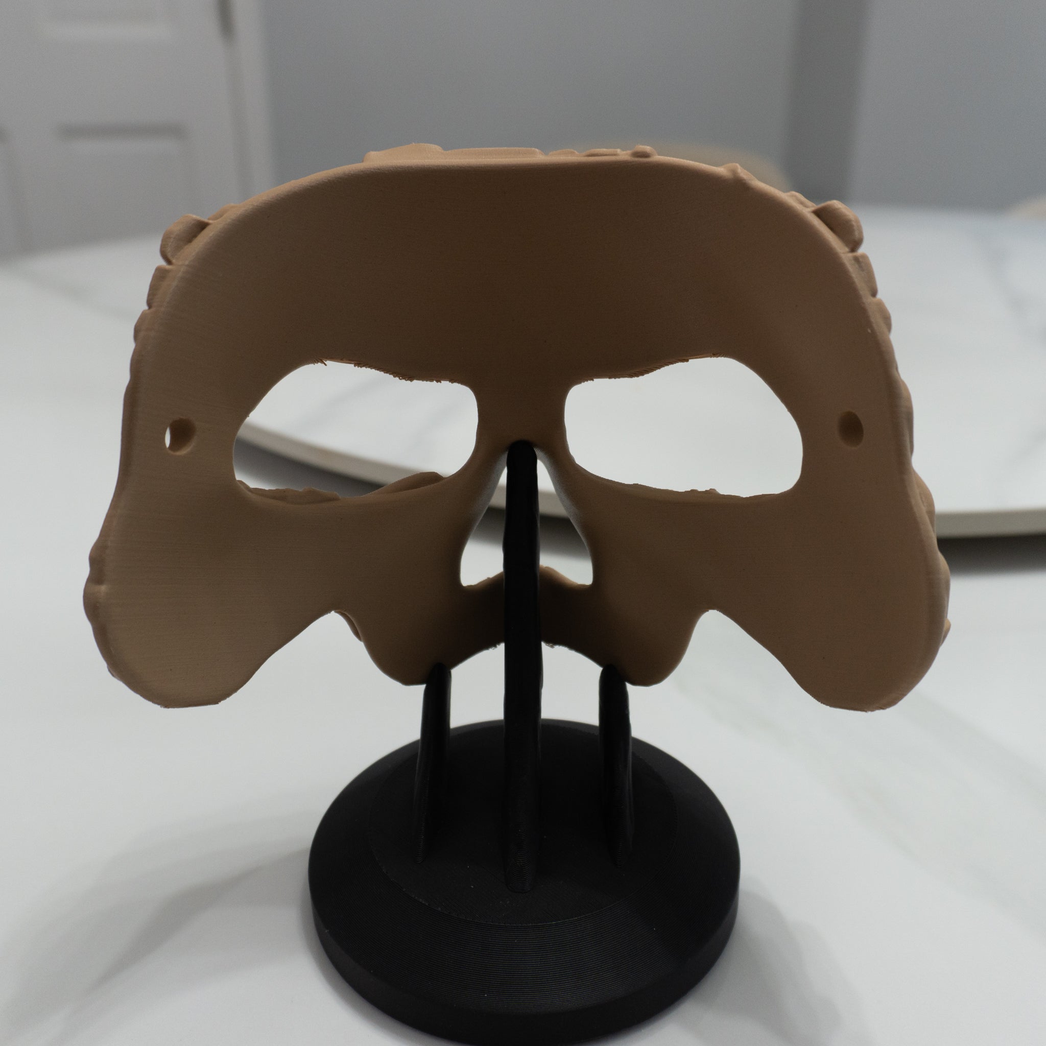 Wooden Spirit Mask | Wearable Forest Face with Stand